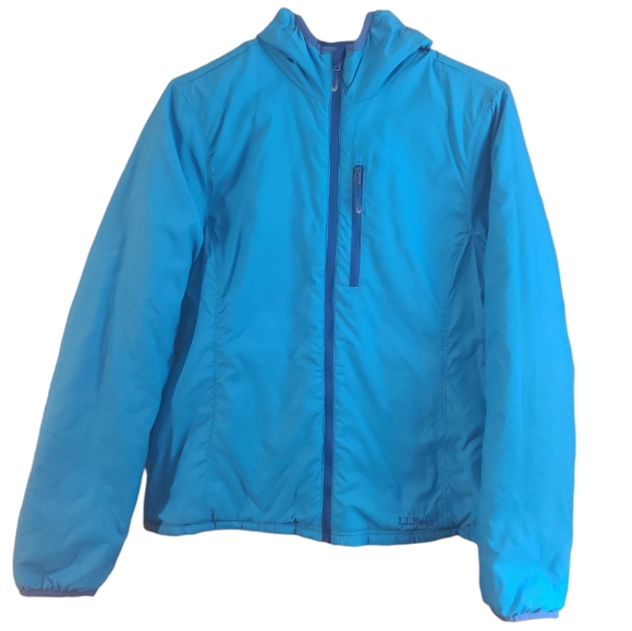 NWOT L.L.Bean Women's Blue/Teal 2-In-One Reversible Quilted Puffer Jacket Size S - Picture 7 of 15